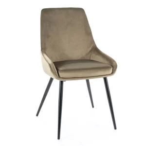 CADEIRA DE VELUDO COBE ESTRUTURA PRETA / BLUVEL OLIVE 77