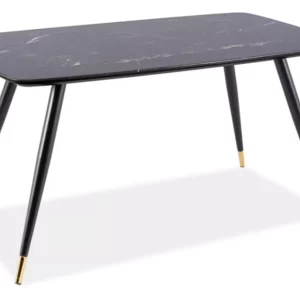 MESA CYRIL E PAPEL DE PAREDE COM EFEITO DE PEDRA PRETA/PRETO/DOURADO 140X80