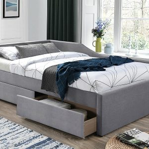 CAMA DE VELUDO ELIOT 120X200 TORNEIRA CINZENTA. 142