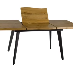 MESA ARTESANAL EM CARVALHO FRESNO / ESTRUTURA PRETA 150(210)X90