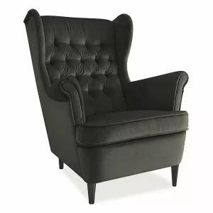 POLTRONA DE VELUDO HARRY BLUVEL PRETA 19 / WENGE
