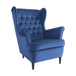 POLTRONA HARRY VELVET BLUVEL AZUL-MARINHO 86 / WENGE