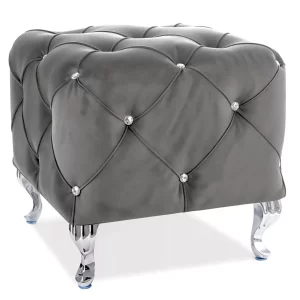 POUFFE HESTIA K VELUDO CINZENTO BLUVEL 14/ PRATEADO