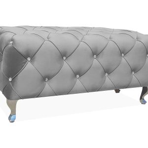 POUFFE / BANCO HESTIA VELUDO CINZENTO BLUVEL 14/ PRATA