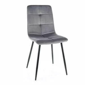 CADEIRA DE VELUDO IVO ESTRUTURA PRETA/BLUVEL CINZENTO 14